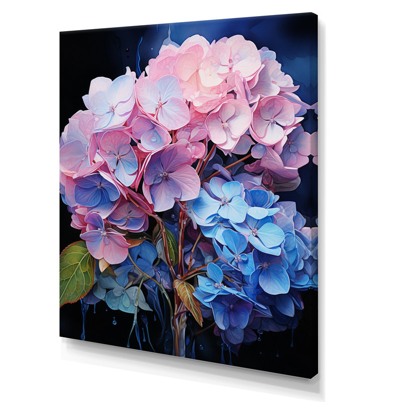 «Ginesta Blue Rose Hydrangea Majestic Elegance», reproduction sur toile, Toile tendue, H 40 po x l 30 po x P 1,5 po
