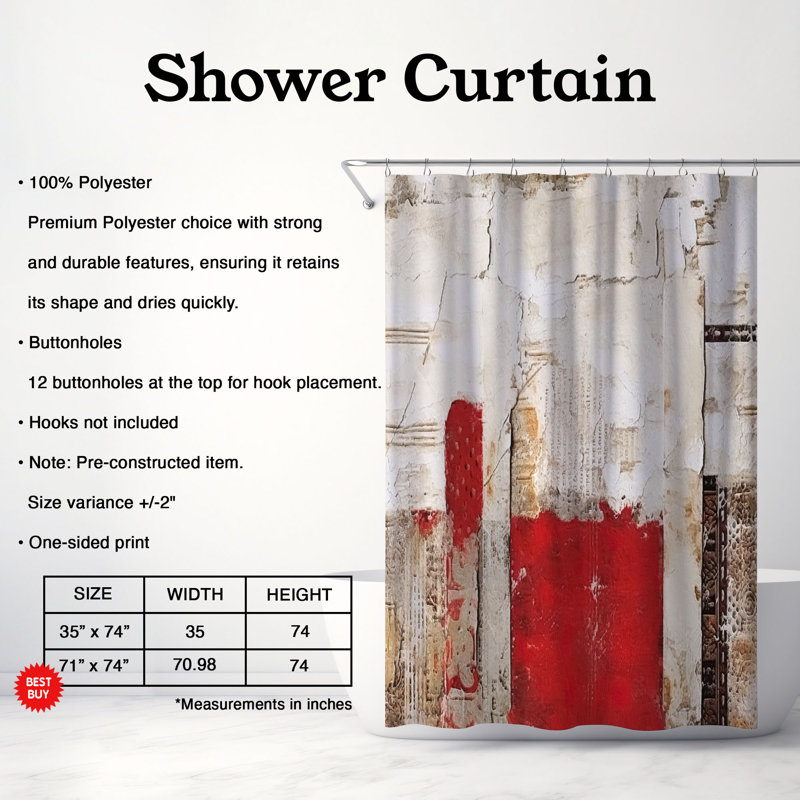 Gabbriel Abstract Shower Curtain, 74"H x 71"W