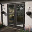 Crystal uPVC Double Glazed French Door Left hand master Black/White Clear Glass 1490x2090mm-119970680-119970673