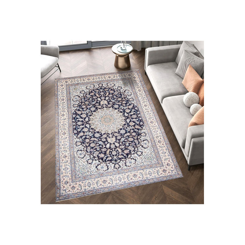 Tapis décoratif lavable à la machine beige, Rectangle 3 pi 3 po x 4 pi 11 po