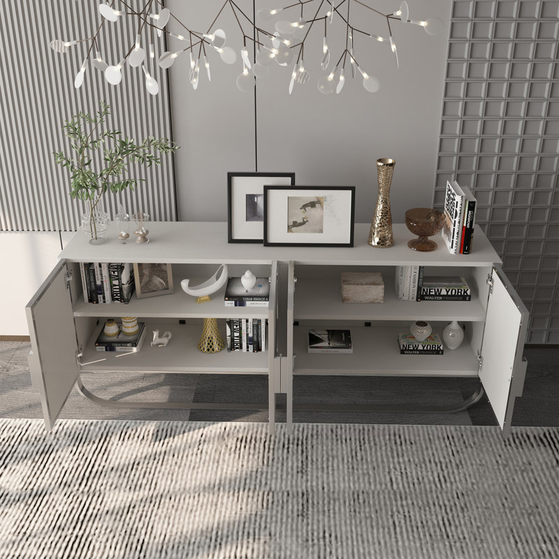 Buffet avec rangement 70 po Dedrian, Crème / gris