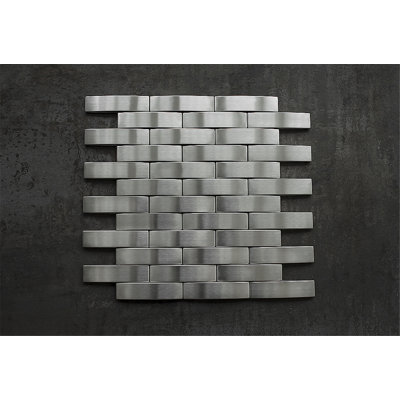 Iron 11.23 in. x 12.8 in. Brick Joint Matte Stainless Steel Mosaic Tile