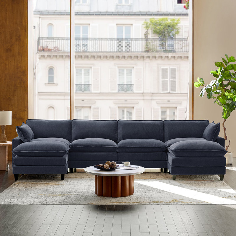 Canapé modulaire convertible surdimensionné 151,5 po Valero pour 6 personnes avec coussins à trois couches et deux coussins d'accoudoirs