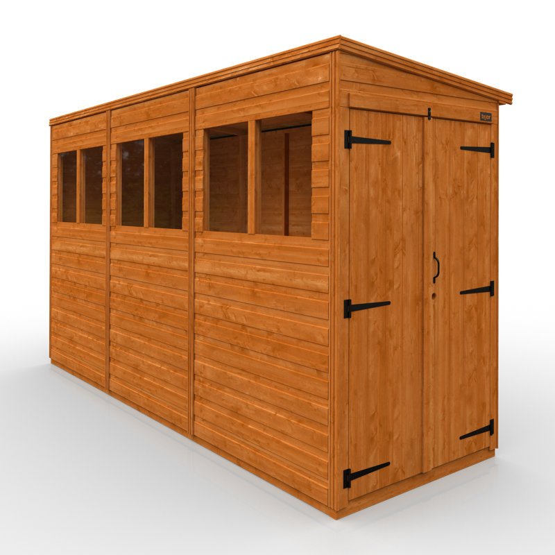TigerFlex® Modular Buildings 12 ft. W x 4 ft. D Solid Wood Tool Shed