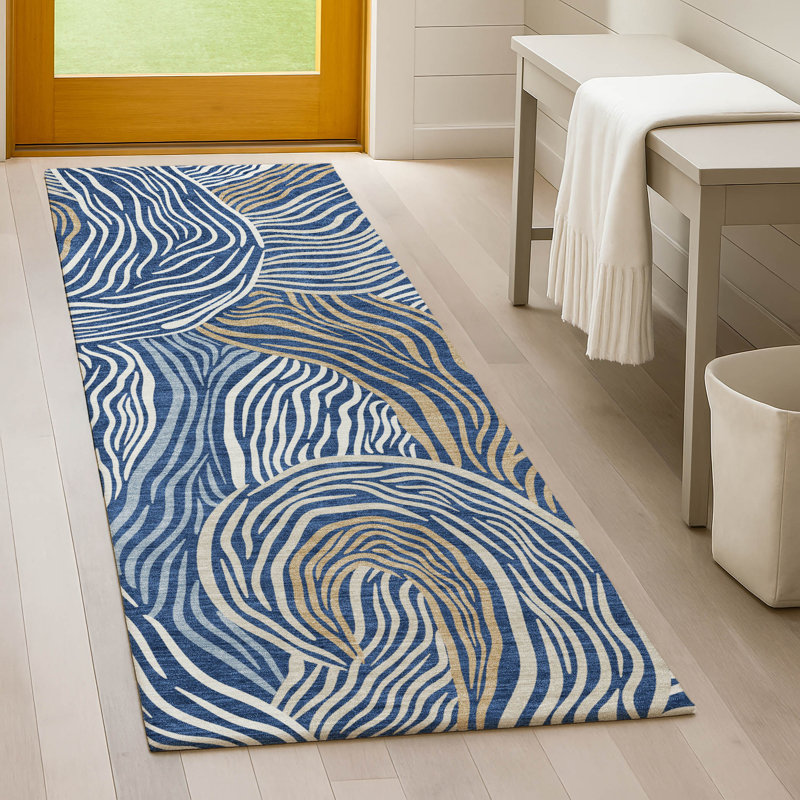 Tapis intérieur / extérieur lavable à la machine Chantille ACN2603, Marine, Tapis de couloir 2 pi 3 po x 7 pi 6 po