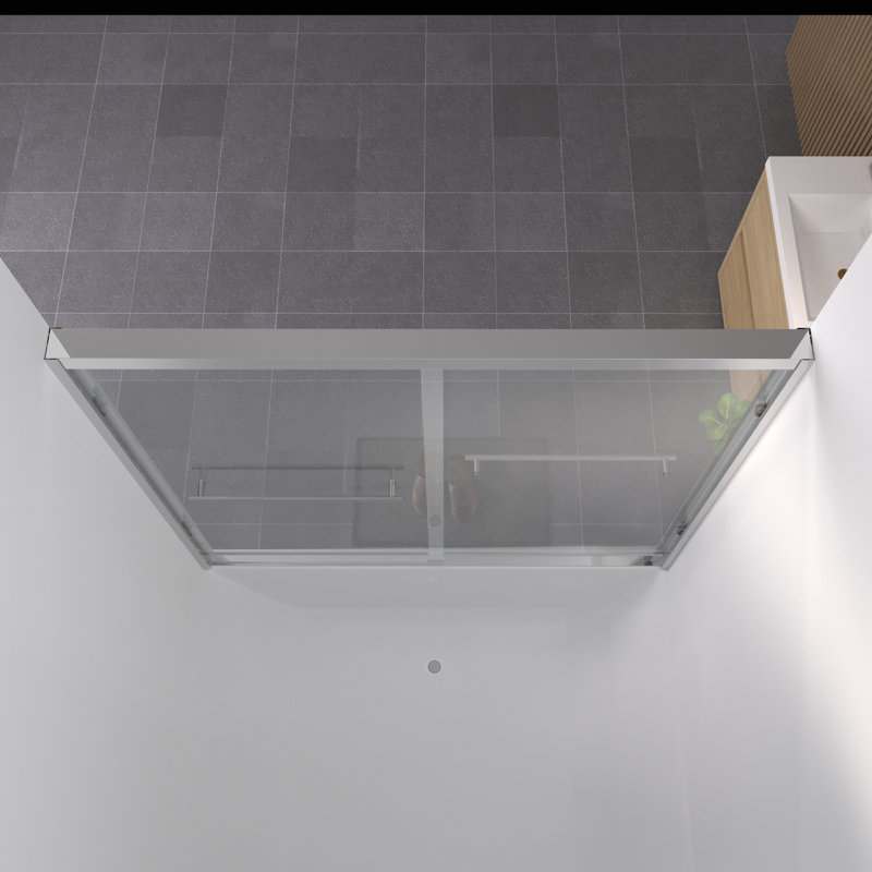 Hardware Double Sliding Shower Door, 56 - 60"X58", 1/4"  6Mm  Tempered Glass, Aluminum Frame, Safe And Reliable Performance For Bathroom 60" Wide Door With American Design, Easy To Install Assemble