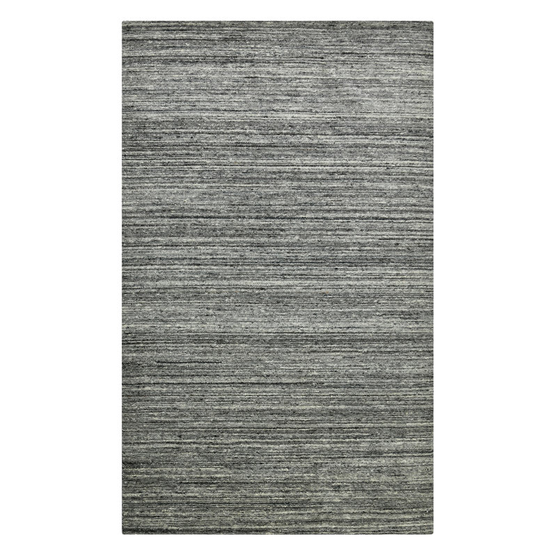Tapis gris foncé en laine tissé à la main Holliman, Rectangle 2 pi x 3 pi