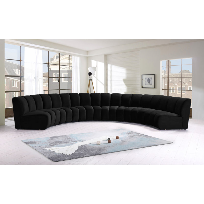 Canapé modulaire en velours Infinity, 6 pièces, Velours noir