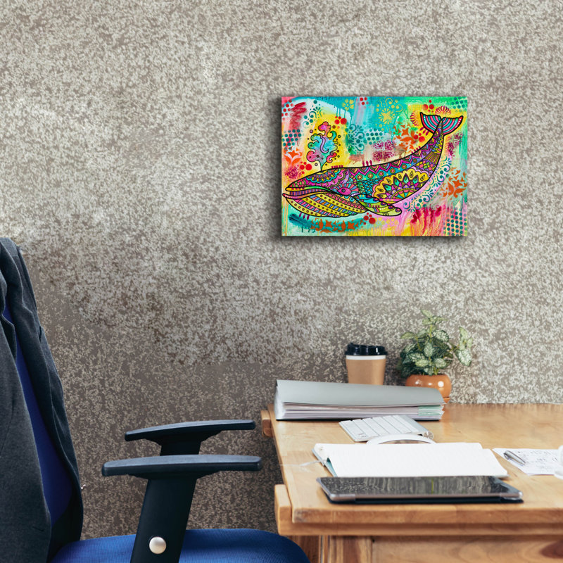 «Blue Whale» par Dean Russo, art mural sur toile, H 12 po x l 16 po x P 0,75 po