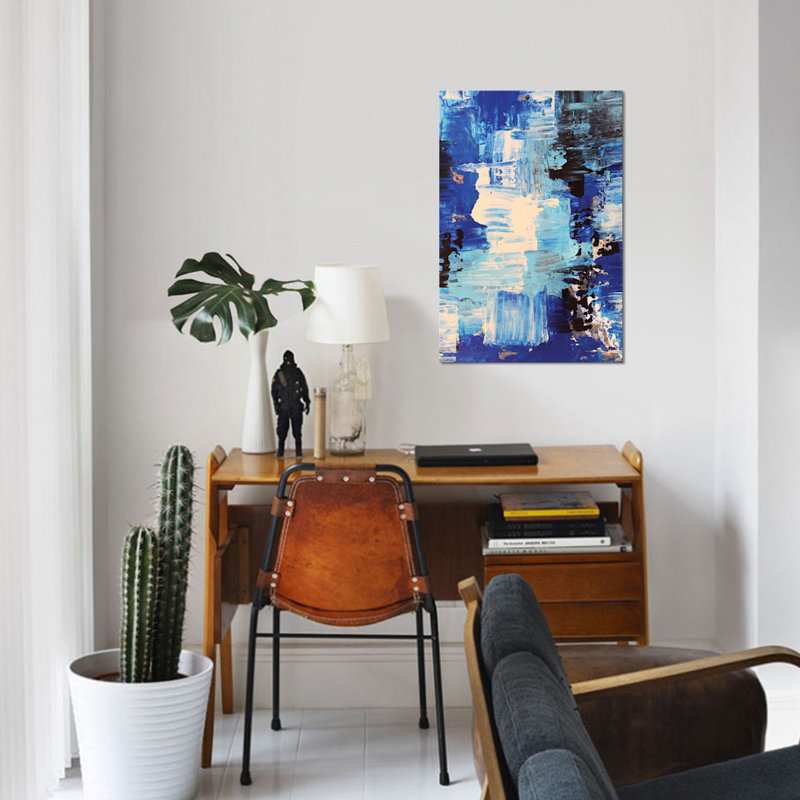 « blue abstract ii », impression sur toile, H 26 po x l 18 po x P 1,5 po, Pas de tapis, Toile tendue
