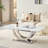 50.4 Inch Modern Rectangular Coffee Table,Marble Pattern MDF Top ,Silver Stainless Steel Base.