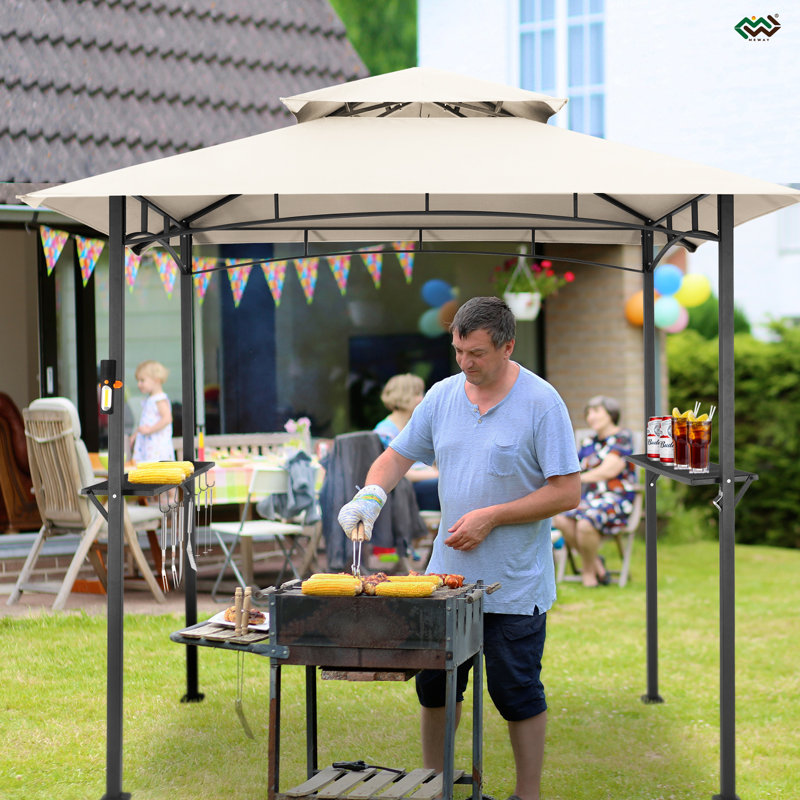 8 Ft. W X 5 Ft. D Steel Grill Gazebo, Beige