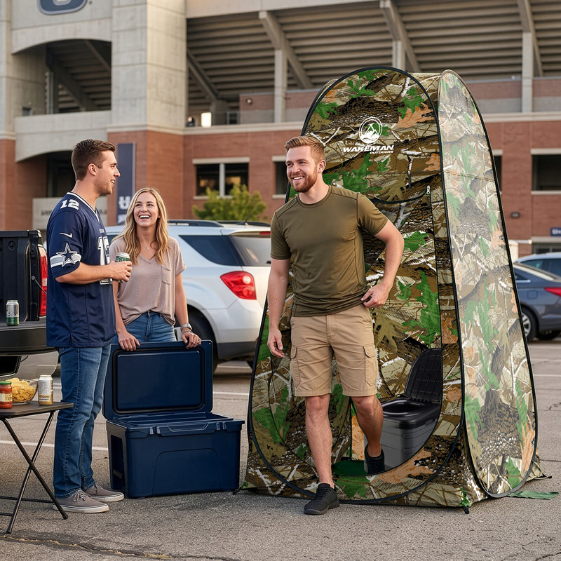 Wakeman Pop Up Pod (L) 3,3 pi x (l) 3,3 pi x (H) 6,2 pi - tente d'intimité portable, tente de camping, camouflage, Brun