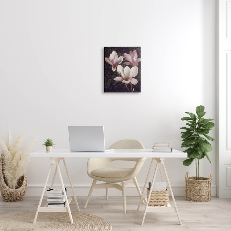 Art giclée rétro à motif damassé rose par John Seba, H 20 po x l 16 po x P 1,5 po, Toile tendue
