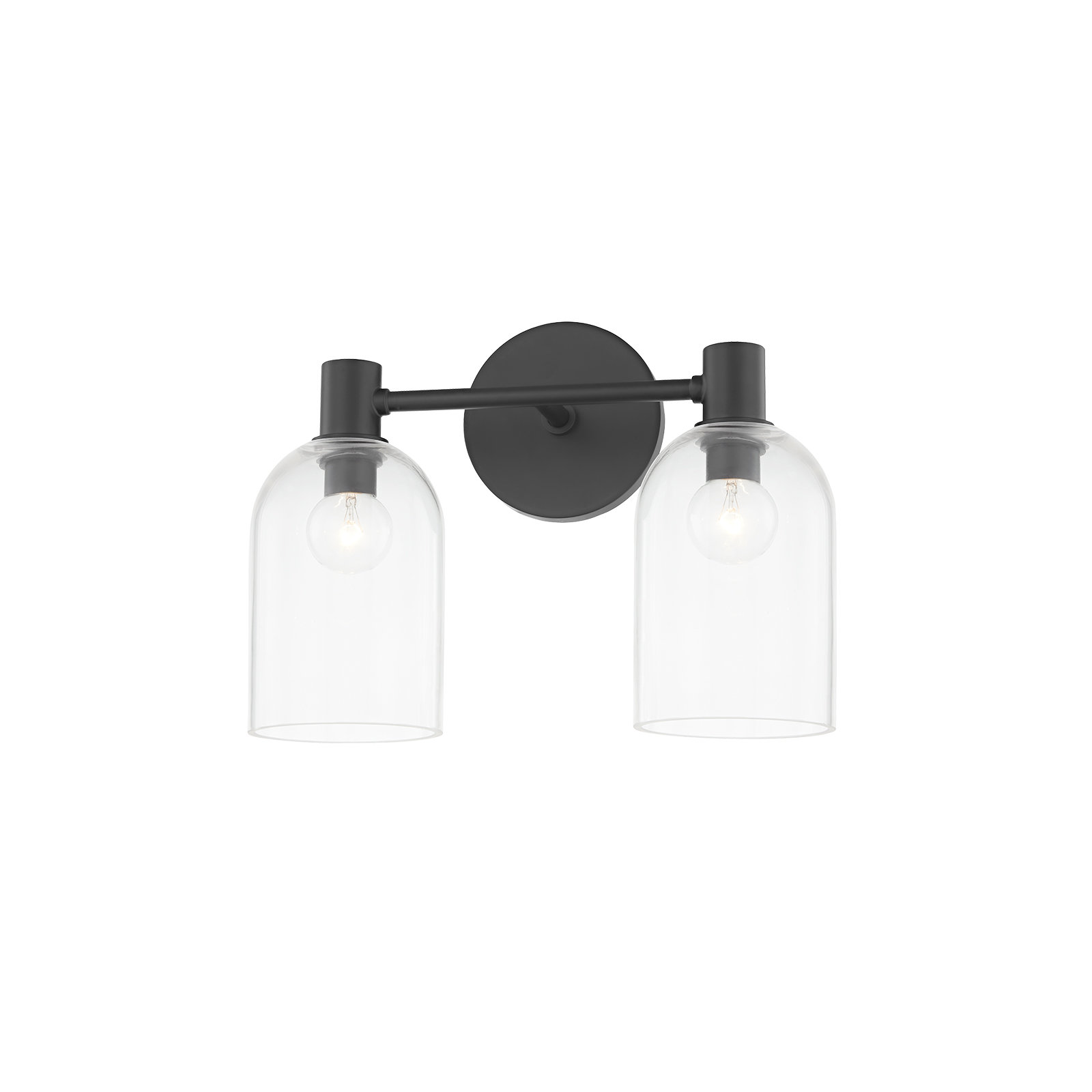 Redmond 2 Light Glass Steel Dimmable Armed Sconce, Soft Black