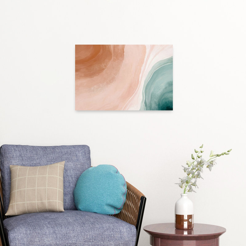 «Earthy Teal Swirls», reproduction d'art biologique sur toile, 16" H x 24" W
