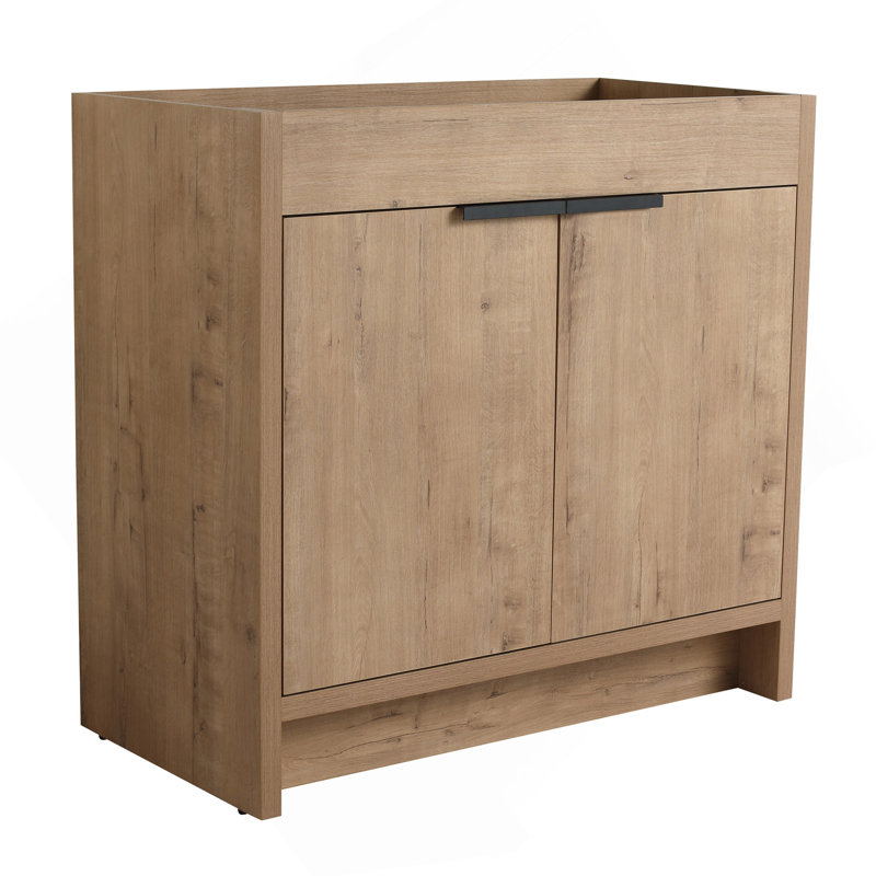 Meuble-lavabo autoportant 36 po et 2 portes d'armoire à fermeture en douceur ((KD-PACKING), meuble-lavabo sans comptoir seulement
