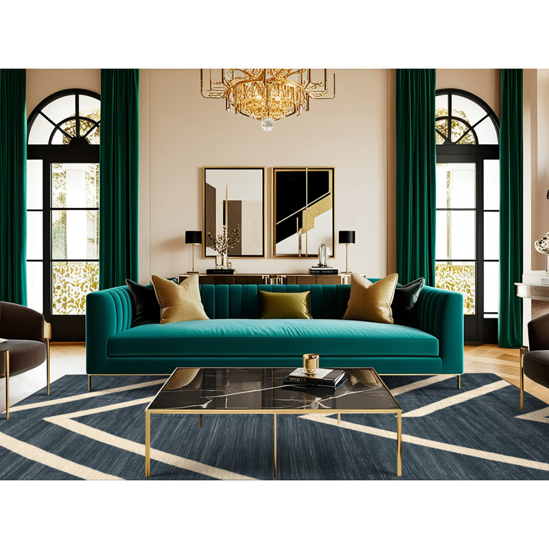 Tapis lavable rayé ardoise, Rond 4 pi