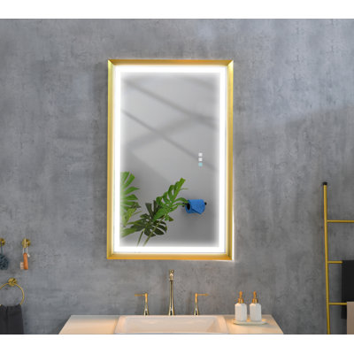 42 in. W x24 in. H Oversized Rectangular Framed LED Mirror Anti-Fog Dimmable
