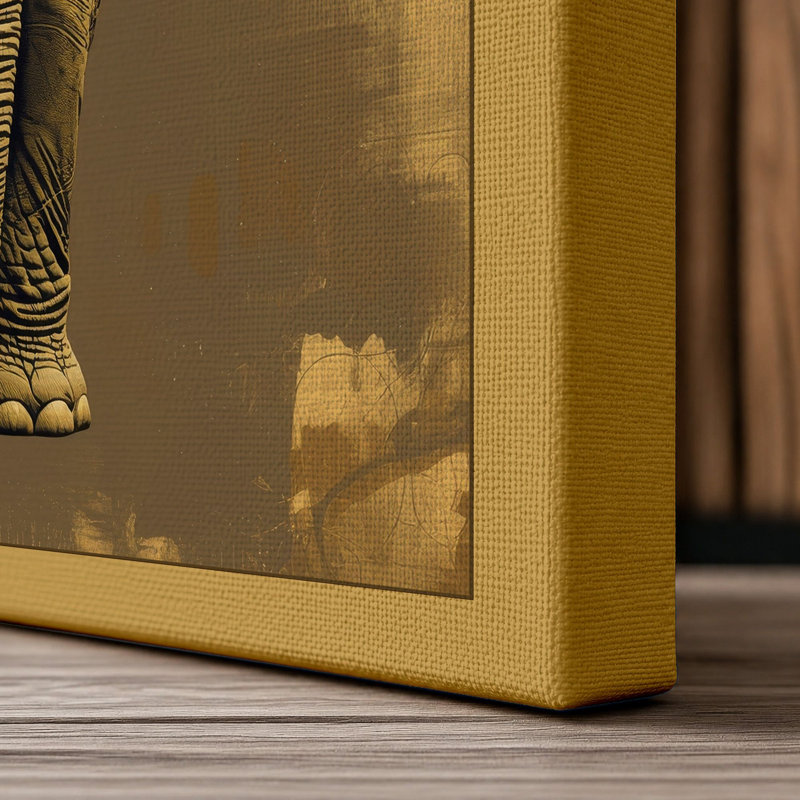 Elephant Portrait Modern - Wrapped Canvas, 24x16 - 61.0 x 40.6 cm, Ochre Border