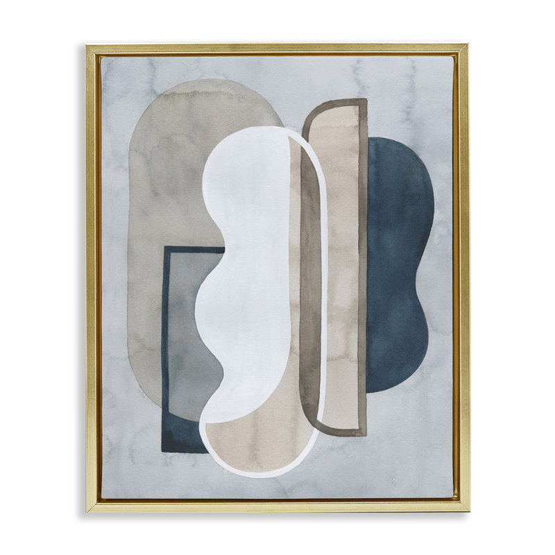 "Layered Wavy Shapes", art mural encadré par Tim Otoole, Cadre flottant métallique doré, H 31 po x l 25 po