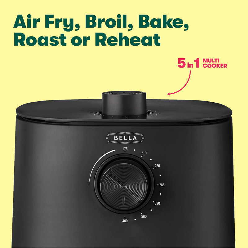3 Qt Manual Air Fryer Oven and 5-in-1 Multicooker with Removable Nonstick and Dishwasher Safe Crisping Tray and Basket, 1400 Watt Heating System