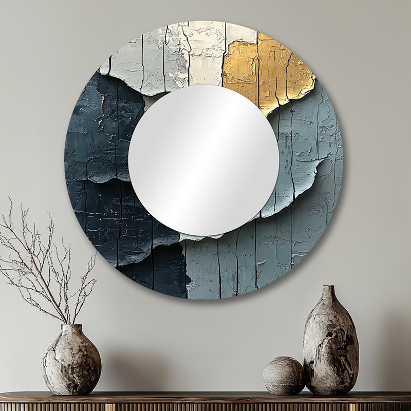 Or gris ombres éphémères I - Art mural miroir abstrait - imprimé sur métal, 29 po x 29 po