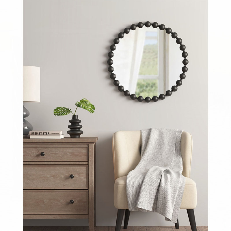 Miroir mural rond P 27 po, 27 po x 27 po, Noir
