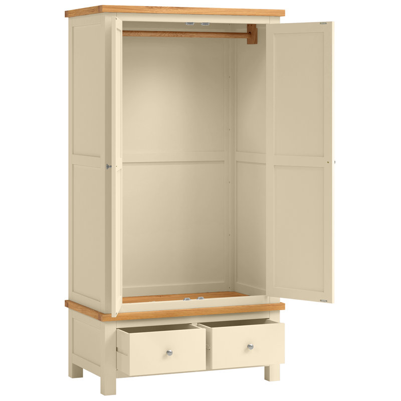 Clower 2 Door Solid Wood Wardrobe