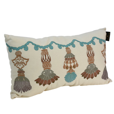 Embroidered Outdoor Throw Pillow