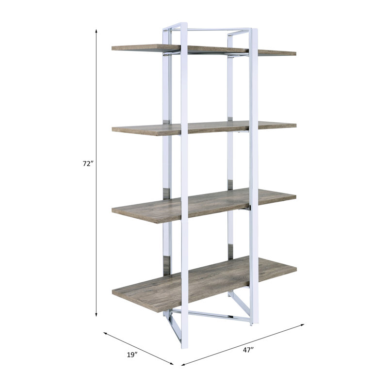 4-shelf Natural And Bookshelf - Maximize Your Storage In Living Area Sleek Metal Frame Enhance Kitchen With Style Functional Design