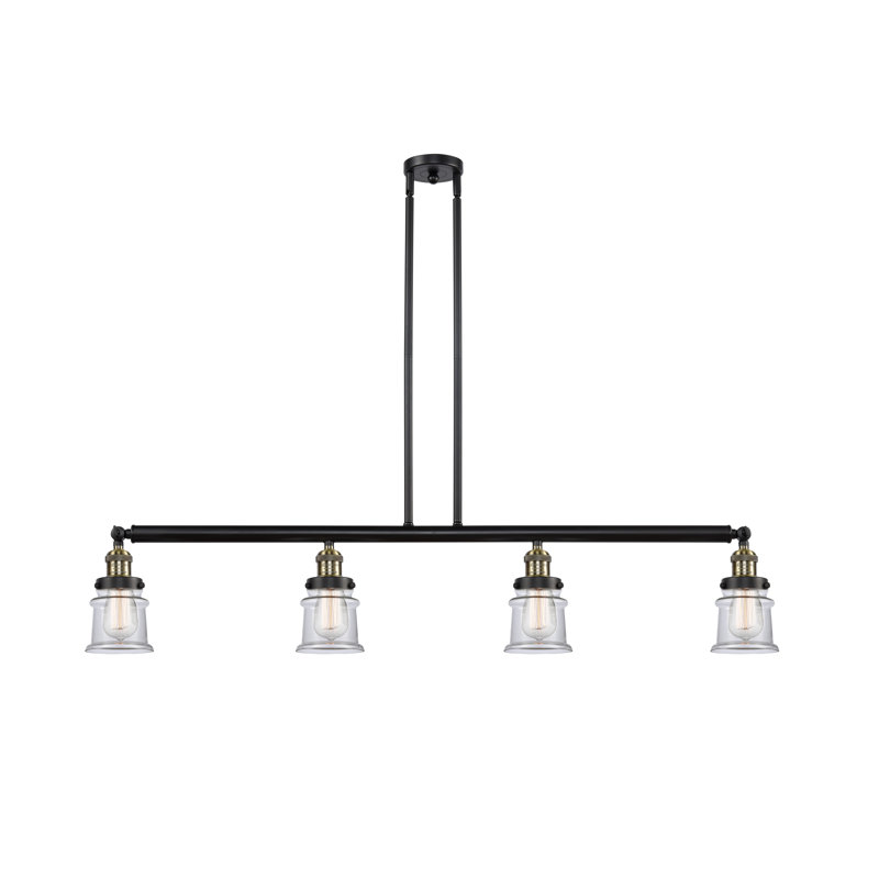 Madelyn 4 - Light Kitchen Island Pendant, Clear, Satin Gold, 3.5 Watt Vintage LED Bulb