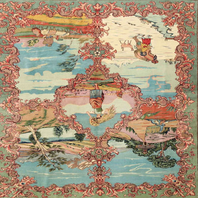 Tapis oriental bleu / rouge / vert