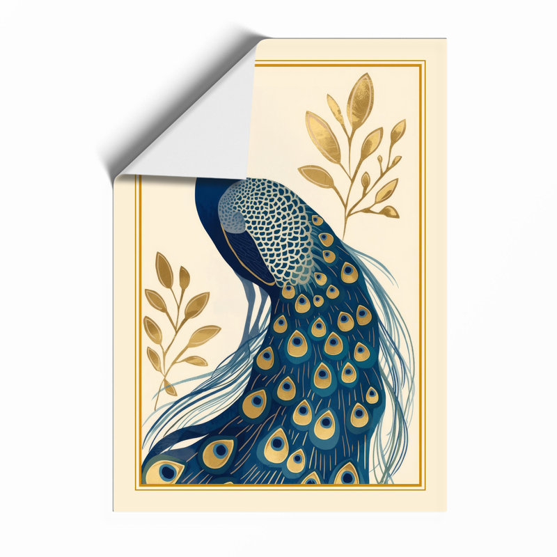 Ornamental Peacock Japandi - Framed Print, Unframed, A3 - 42.0 x 29.7 cm