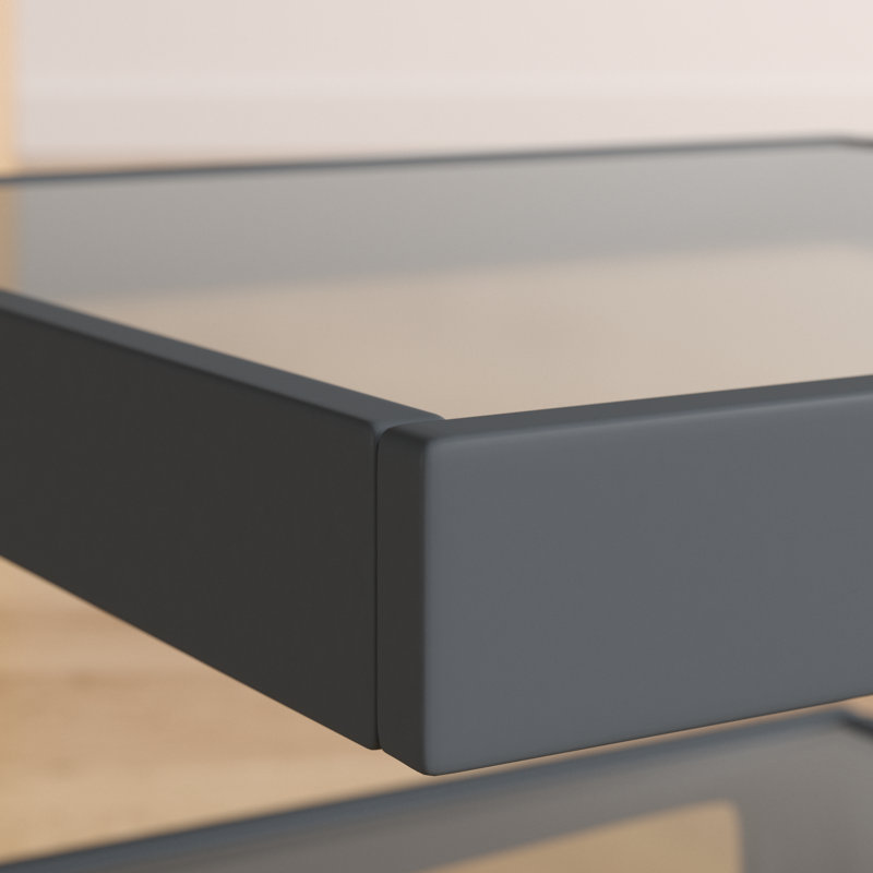 Earnestine Glass Top Frame End Table, Grey