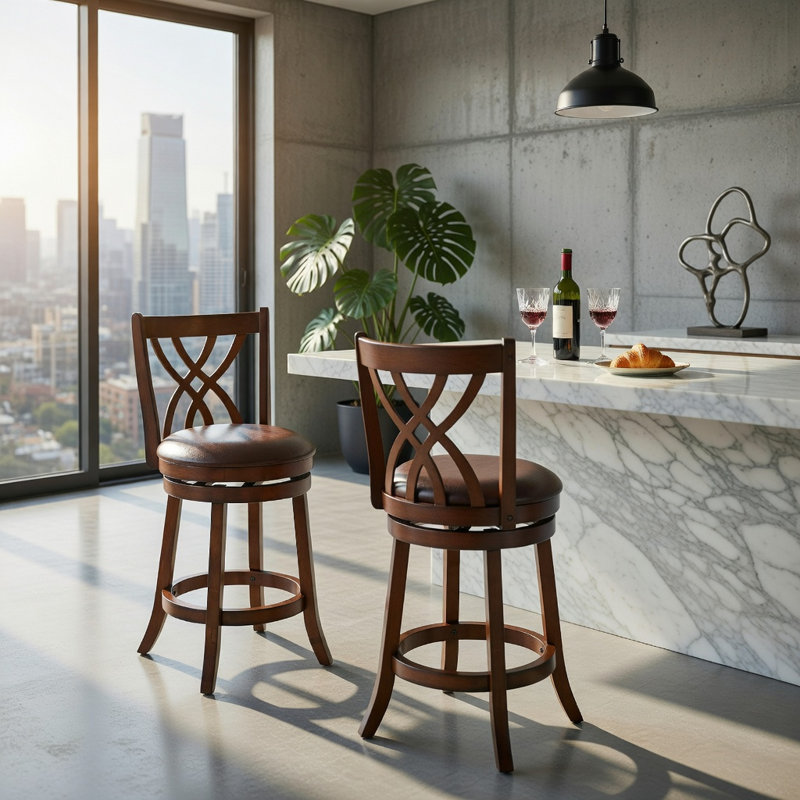 Ensemble de 2 chaises pivotantes à 360 ° avec siège et repose-pieds en similicuir