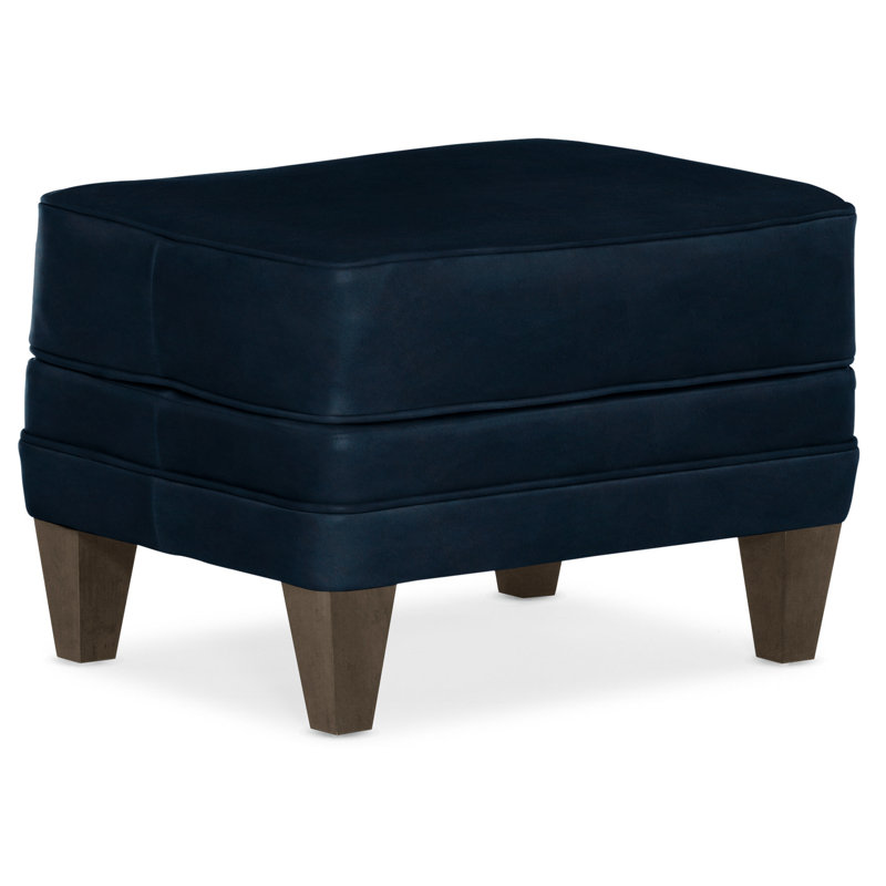 Willow Ottoman, Cobblestone, Aline Fumo Genuine Leather