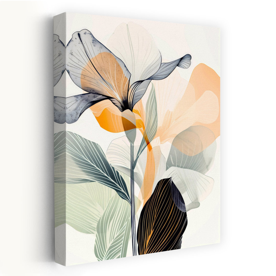 Modern Abstract Flowers Abstract Contemporary Delicate Nature Flower Wall Art Print