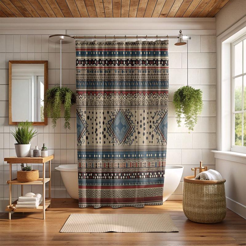 Boho Ferns - Premium Shower Curtain, 74"H x 71"W