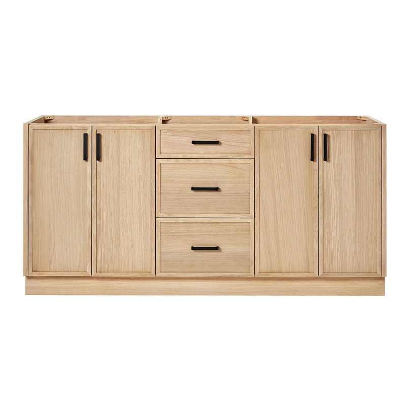 ARIEL Kelly 72 Double Bathroom Vanity Base Only, Oak