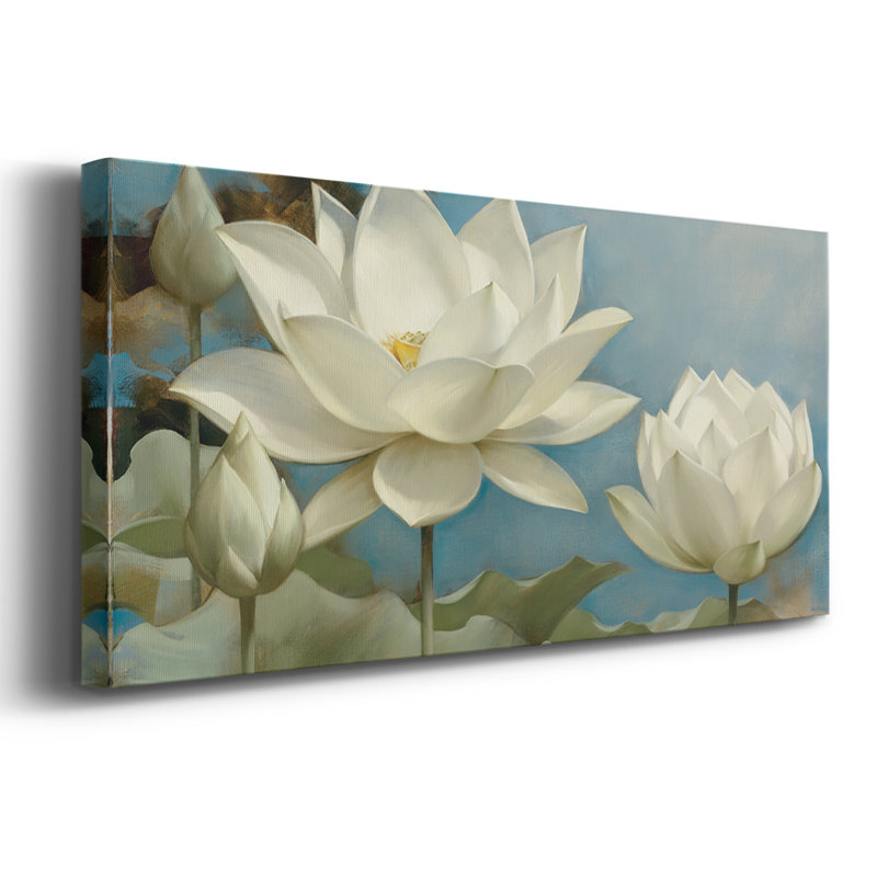 Lotus I - Toile tendue avec châssis - Prêt à accrocher, H 12 po x l 30 po
