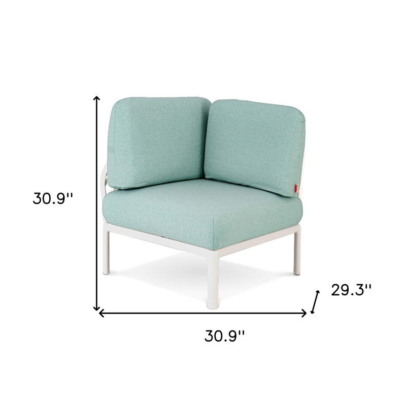 Modulaire d'extérieur en plastique blanc 31 po avec coussin vert mer 31 po
