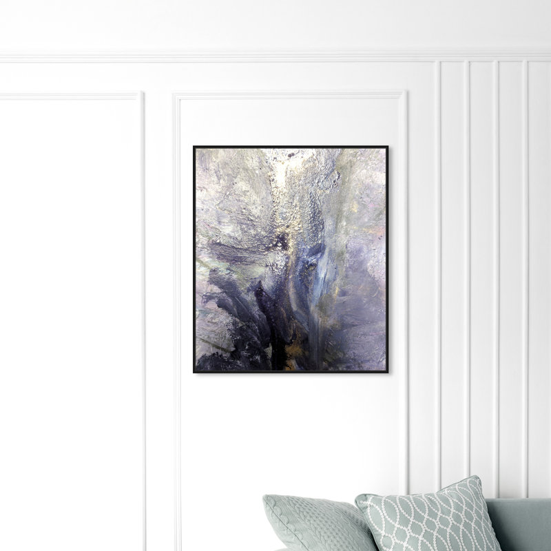 «Dreaming Abstract Silver Abstract», impression sur toile tendue, H 36 po x l 30 po, Cadre flottant noir