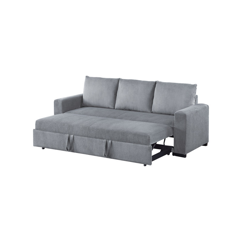 Agata Full 85'' Upholstered Convertible Sofa, Gray Corduroy