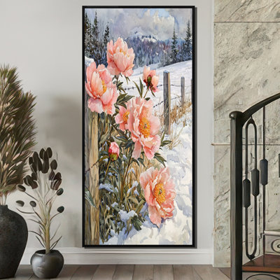 Brawley Winter Pivoines dans le pâturé enneigé II - pivoines, art mural