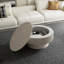 Table basse 31,5 "ronde avec rangement Table d'appoint moderne en placage de bois massif pour salon, chambre à coucher, appartement ou bureau, blanc rétro