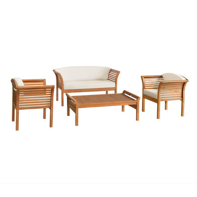 Ensemble de conversation d'extérieur en bois massif de 57 po de largeur Stamford