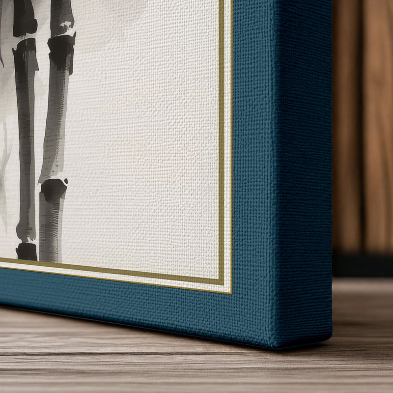 Bamboo in Mist Japandi - Wrapped Canvas, 24x16 - 61.0 x 40.6 cm, Teal Border