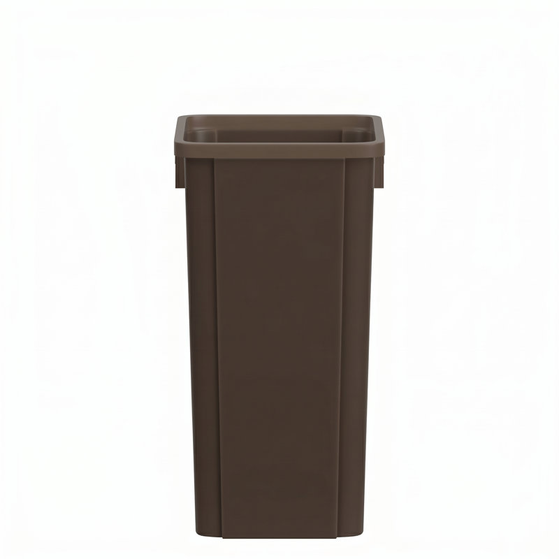 Poubelle carrée en plastique 23 pouces avec canaux d'aération, Brun