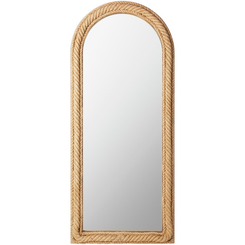 Miroir arqué en bois manufacturé / jute